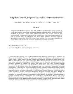 Hedge Fund Activism, Corporate Governance, and Firm
