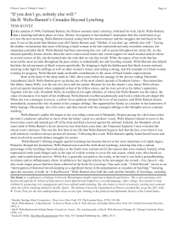 Ida B. Wells-Barnett`s Crusades Beyond Lynching