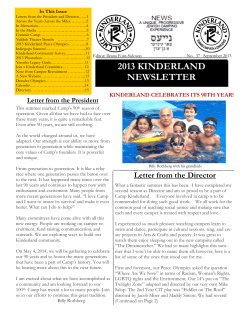 Newsletter 2013 - Camp Kinderland