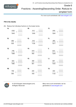 Grade 6 Fractions - Ascending|Descending Order, Reduce to