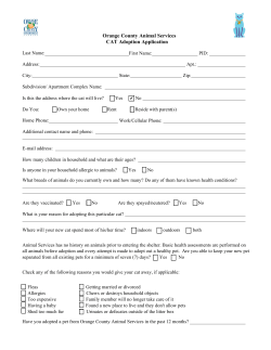 Orange County Animal Services CAT Adoption Application