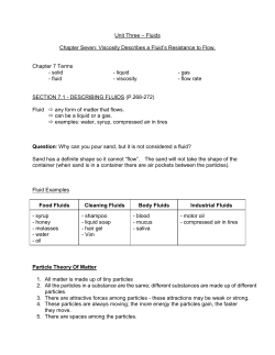 Unit Three &ndash; Fluids Chapter Seven: Viscosity Describes a Fluid`s