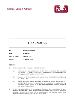 Final notice 2014: David Lloyd Wren