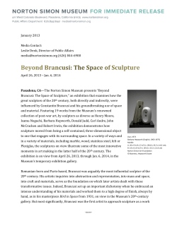 Beyond Brancusi: The Space of Sculpture press release