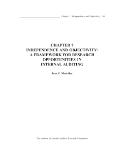 Chapter 7 Independence and Objectivity A Framework for Research