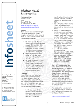 Infosheet No. 29 Passenger lists