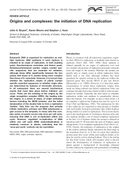 Origins and complexes: the initiation of DNA replication