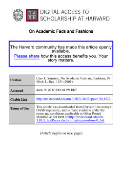 On Academic Fads and Fashions The Harvard community has made