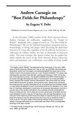 Andrew Carnegie on &ldquo;Best Fields for Philanthropy&rdquo;