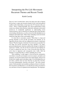 Interpreting the Pro-Life Movement: Recurrent Themes and Recent