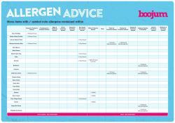 Menu items with / symbol note allergens contained within