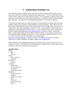Independent Reading List Information