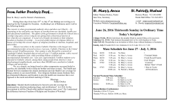 From Father Dooley`s Desk&hellip; St. Mary`s, Avoca St. Patrick`s, Walnut