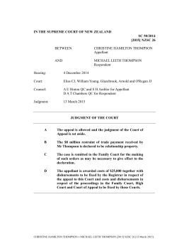 IN THE SUPREME COURT OF NEW ZEALAND SC 50/2014 [2015