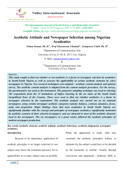 Aesthetic Attitude and Newspaper Selection among Nigerian
