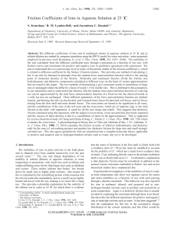 Friction Coefficients of Ions in Aqueous Solution at 25 °C