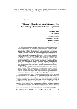 Children`s Theories of Word Meaning: The Role
