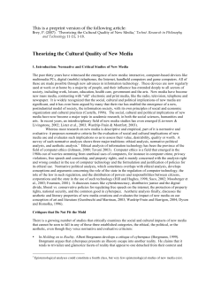 Theorizing the Cultural Quality of New Media
