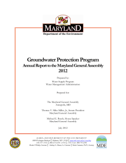 Maryland Groundwater Protection Program Report