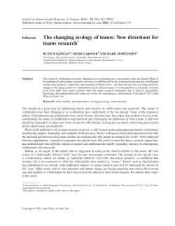 The changing ecology of teams: New directions for teams