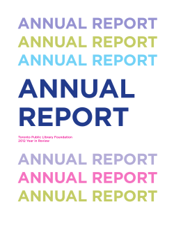 2012 Annual Report - Toronto Public Library Foundation