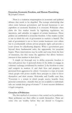 Cronyism, Economic Freedom, and Human Flourishing