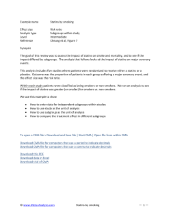 Example name Statins by smoking Effect size Risk ratio Analysis