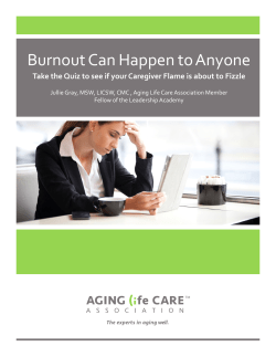 Burnout Can Happen to Anyone - Aging Life Care Association