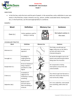 Word Definition Memory Cue Sentence