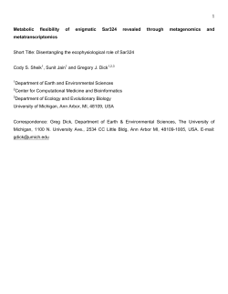 1 Metabolic flexibility of enigmatic Sar324 revealed