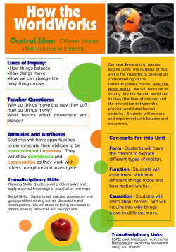Central Idea: Different factors affect balance and motion