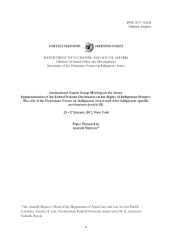 PFII/2017/EGM Original: English UNITED NATIONS NATIONS