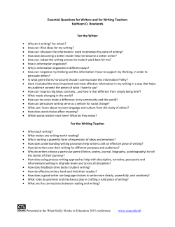 Essential Questions for Writers and for Writing Teachers