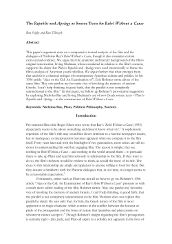 The Republic and Apology as Source Texts for Rebel Without a Cause