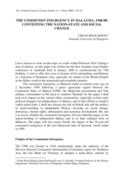 the communist insurgency in malaysia, 1948-90