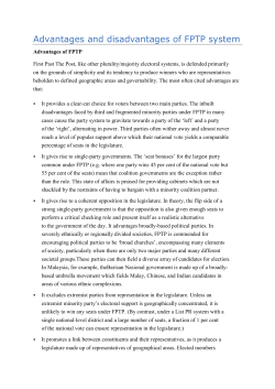 Advantages and disadvantages of FPTP system