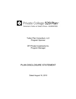 Private College 529 Plan Disclosure Booklet and Enrollment