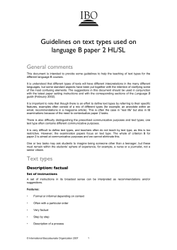 Guidelines on text types used on language B paper 2 HL/SL