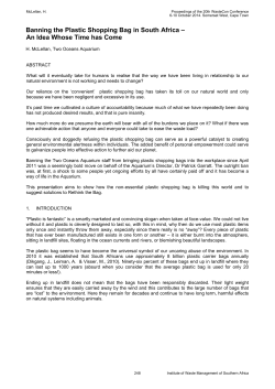 Banning the Plastic Shopping Bag in South Africa &ndash; An Idea whose
