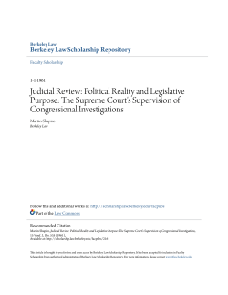 Judicial Review: Political Reality and Legislative Purpose: The