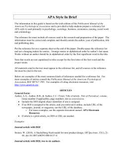 APA Style In Brief