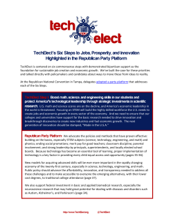 TechElect`s Six Steps to Jobs, Prosperity, and Innovation
