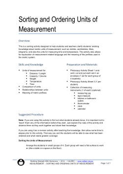 Sorting and Ordering Units of Measurement