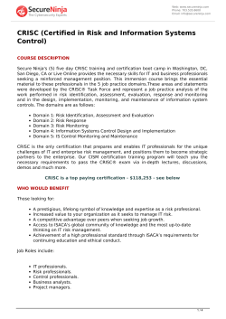 CRISC (Certified in Risk and Information Systems