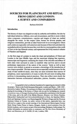 sources for plain chant and ritual from ghent and london