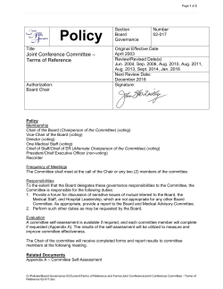 Joint Conference Committee - South Huron Hospital Association