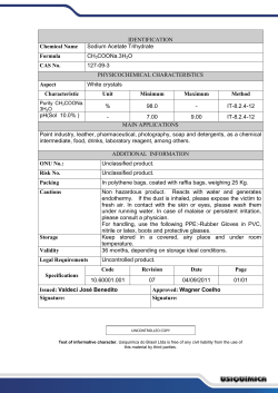 IDENTIFICATION Chemical Name Sodium Acetate Trihydrate