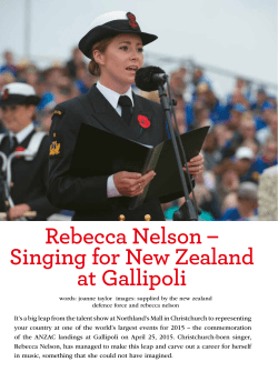 Rebecca Nelson &ndash; Singing for New Zealand at Gallipoli