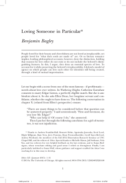 Loving Someone in Particular* Benjamin Bagley