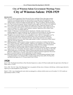 City of Winston-Salem: 1920-1929